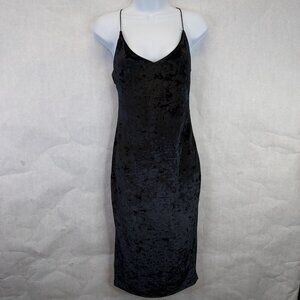 Forever 21 Midi Slip Dress Womn M Bodycon Stretch Velvet Sexy Evening Whimsigoth